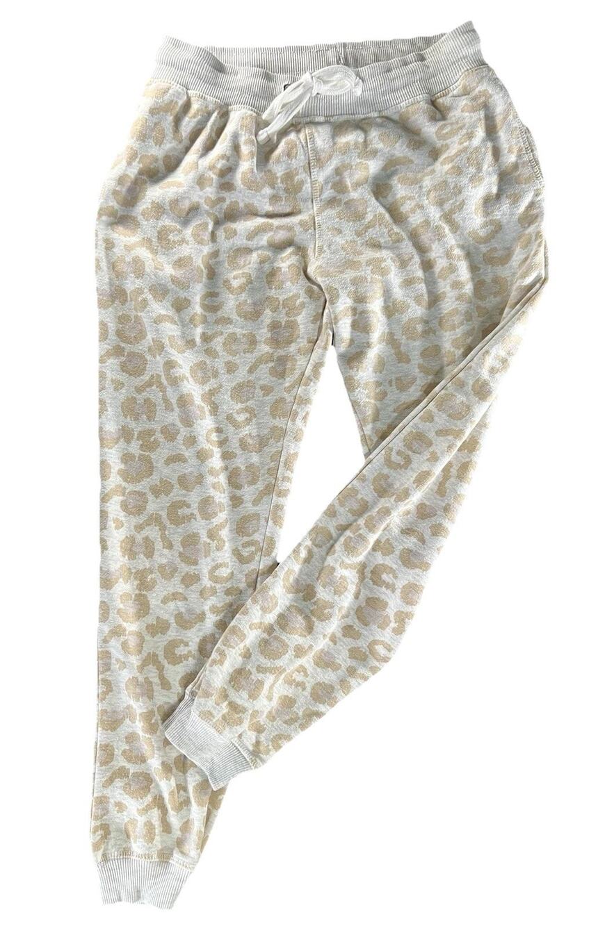 Y2K Bloom + POP Leopard Jogger Pants Sz L Boho Grunge Lounge Drawstring Cozy